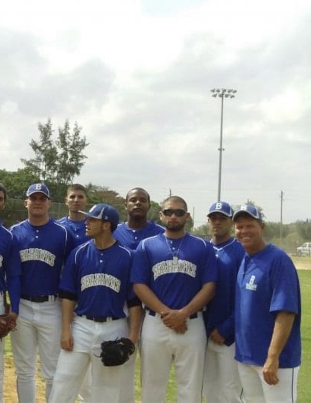 Joel D. Bradley coaching pitchers at Broward College in 2011